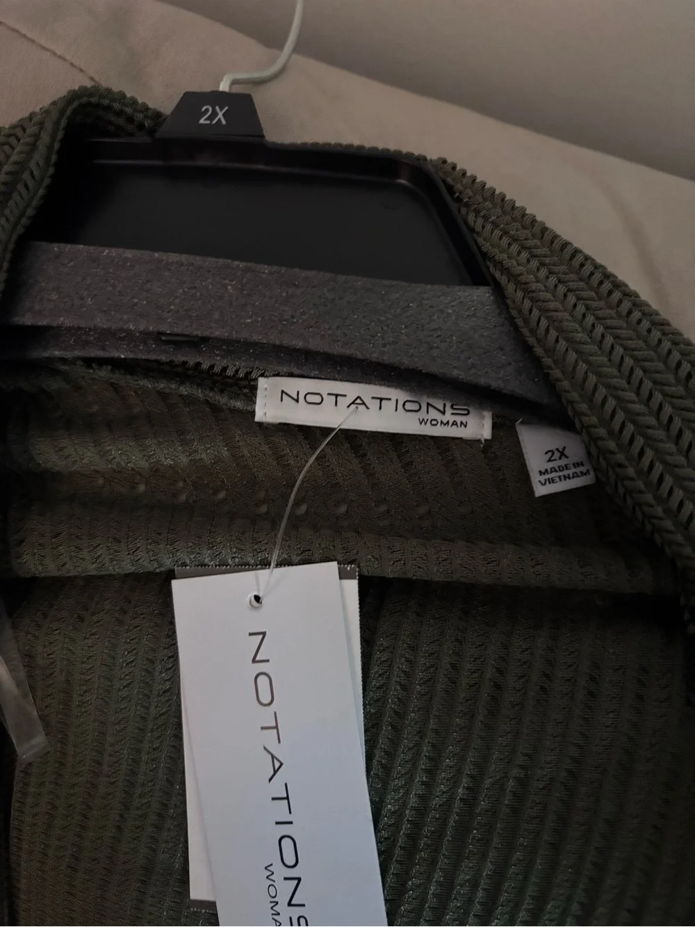 Notations Olive Ribbed Open Cardigan - Picture 2 of 2